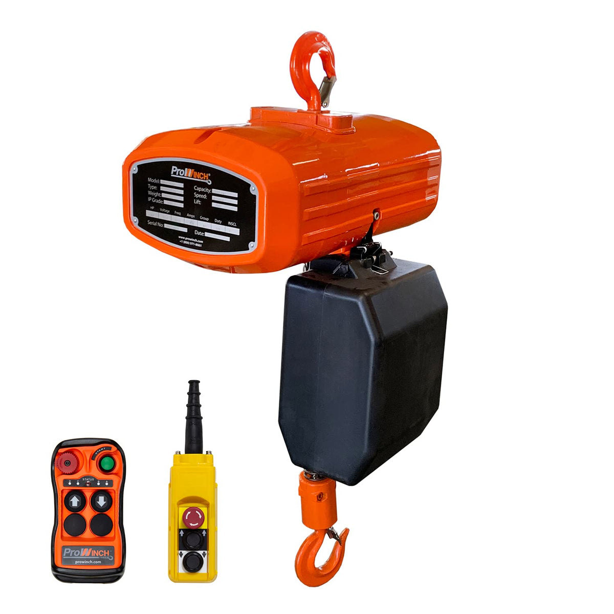 300lb Electric Chain Hoist 20ft G100 Chain M4/H3 220240/460V UL C553739
