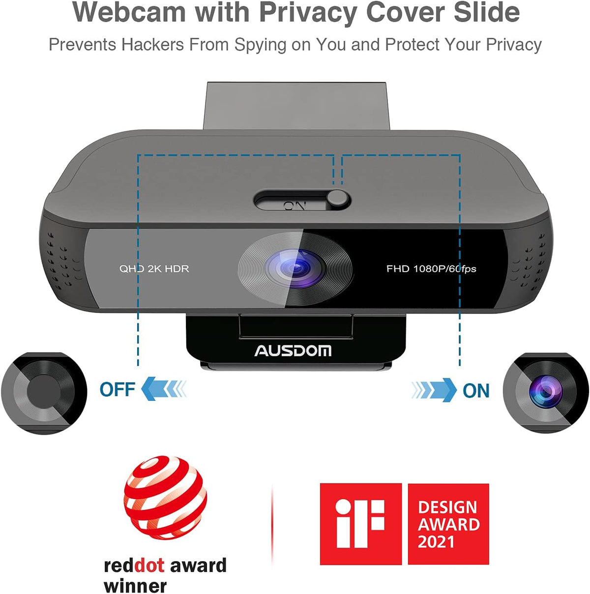 2K QHD Autofocus Webcam with Dual Noise Cancelling Microphones, Pack of 2 B922