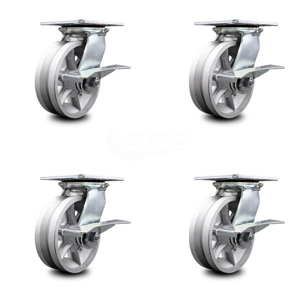 Heavy Duty Swivel Caster with 8 x 2 Silver Wheel, Pack of 2 S838757