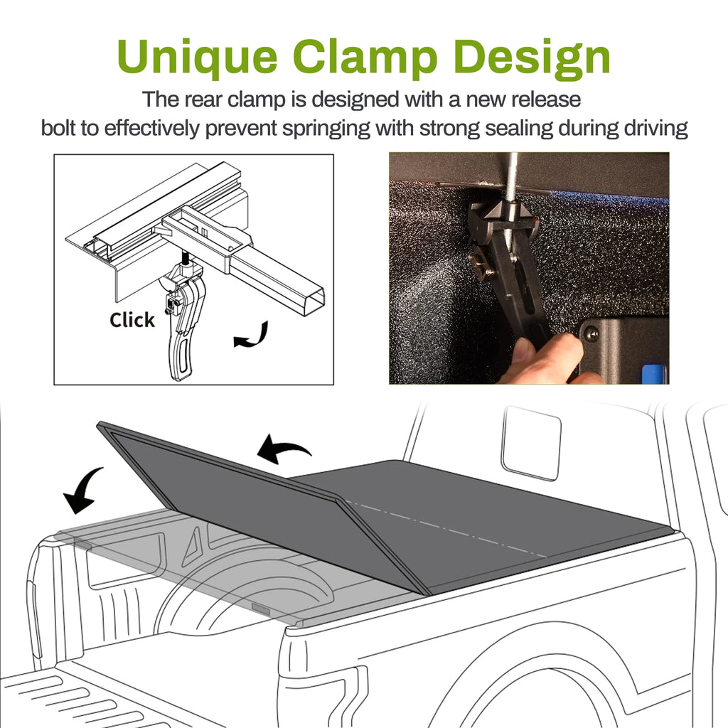 6ft Soft Tri-fold Truck Bed Tonneau Cover with led lamp H609