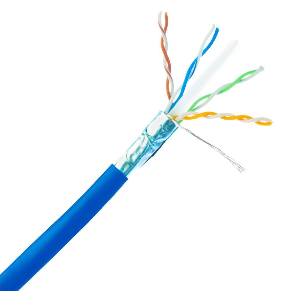 Bulk Shielded Cat6 Blue Ethernet Cable Solid Spool 1000 Foot X70694