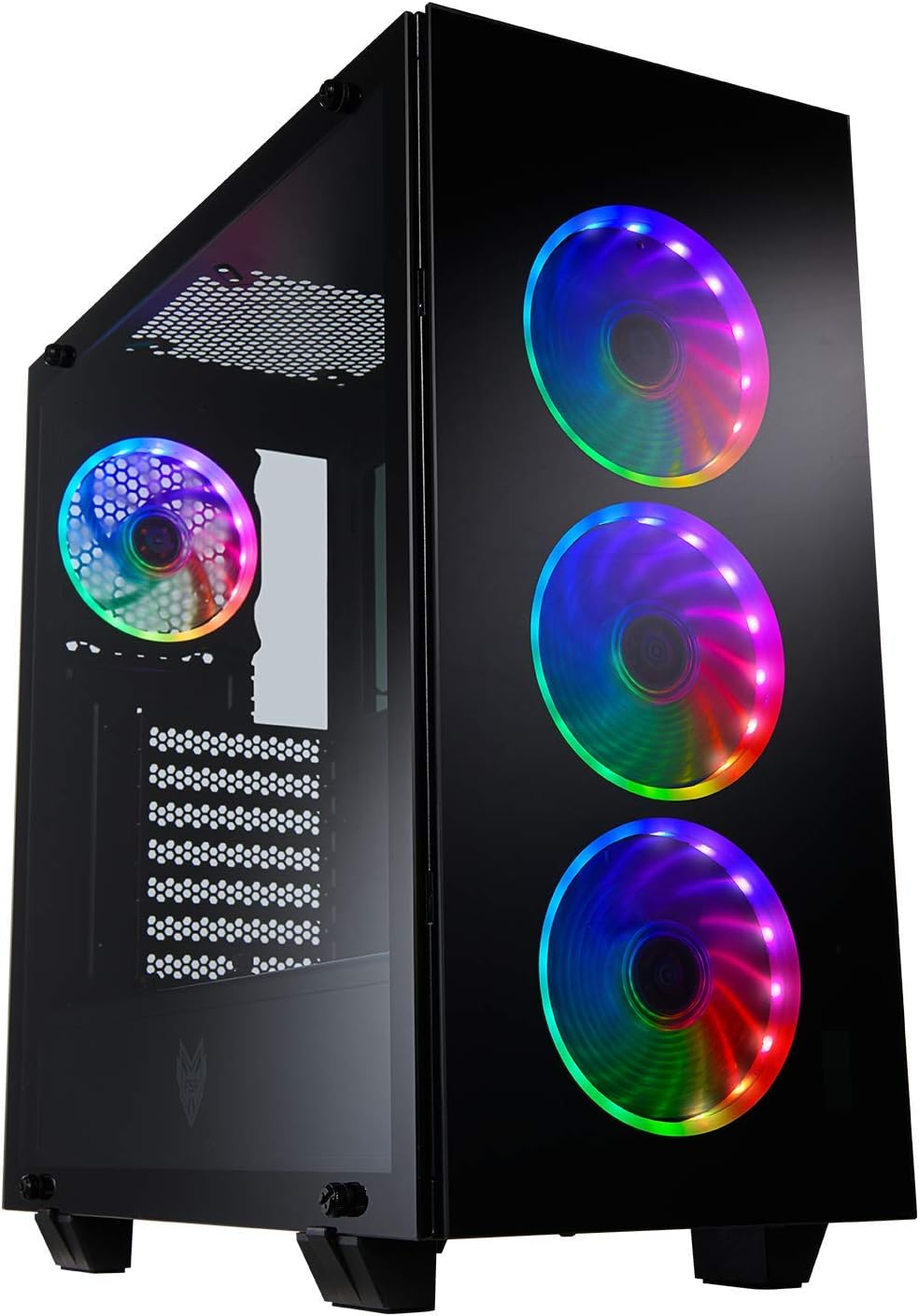ATX Mid Tower PC Gaming Case with 3 Tempered Glass Panels and 4 ARGB Fans N5681