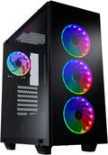 ATX Mid Tower PC Gaming Case with 3 Tempered Glass Panels and 4 ARGB Fans N5681
