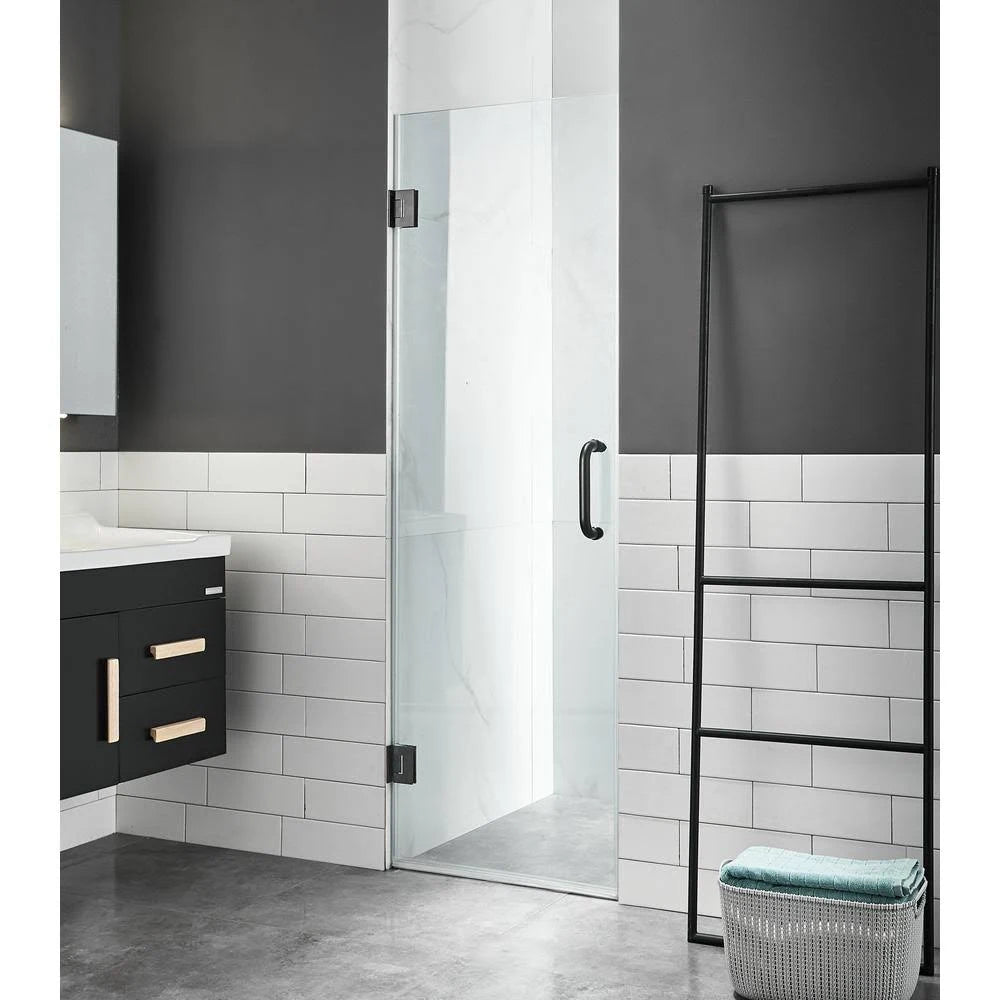 Matte Black Frameless Hinged Shower Door W244