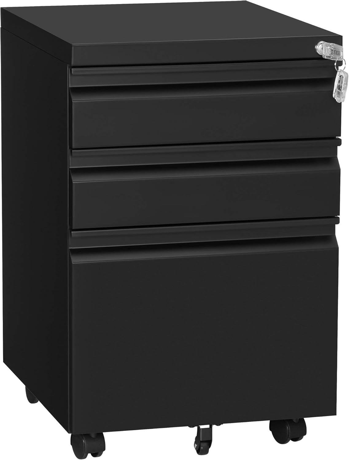 Black Mobile File Cabinet with Wheels and Lock O2664