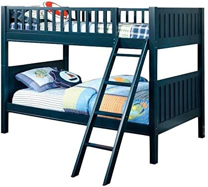 Dark Blue Wood Twin Over Twin Bunk Bed H606741