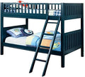 Dark Blue Wood Twin Over Twin Bunk Bed H606741