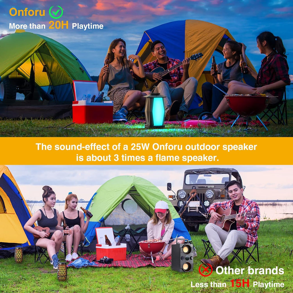 2 Pack 25W Wireless Outdoor Bluetooth Speakers with RGB LED Lights E378