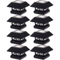 Black 8 Pack Solar Powered LED Post Cap Light V5358