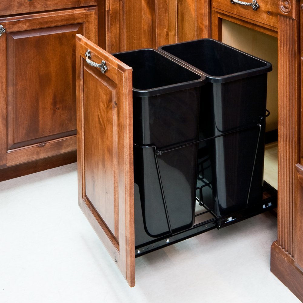 35-Quart Black Single Pull-Out Waste Container System M86276