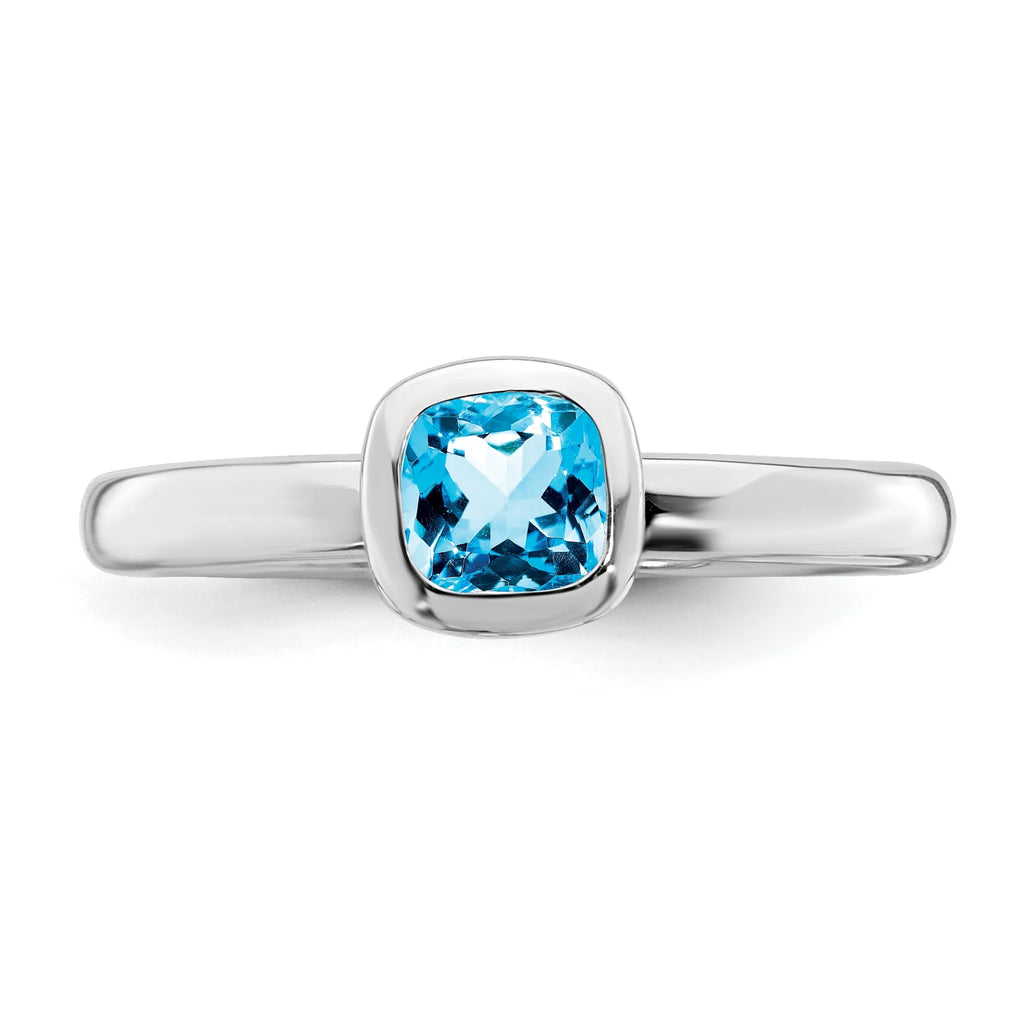 Sterling Silver Blue Topaz Ring J1028