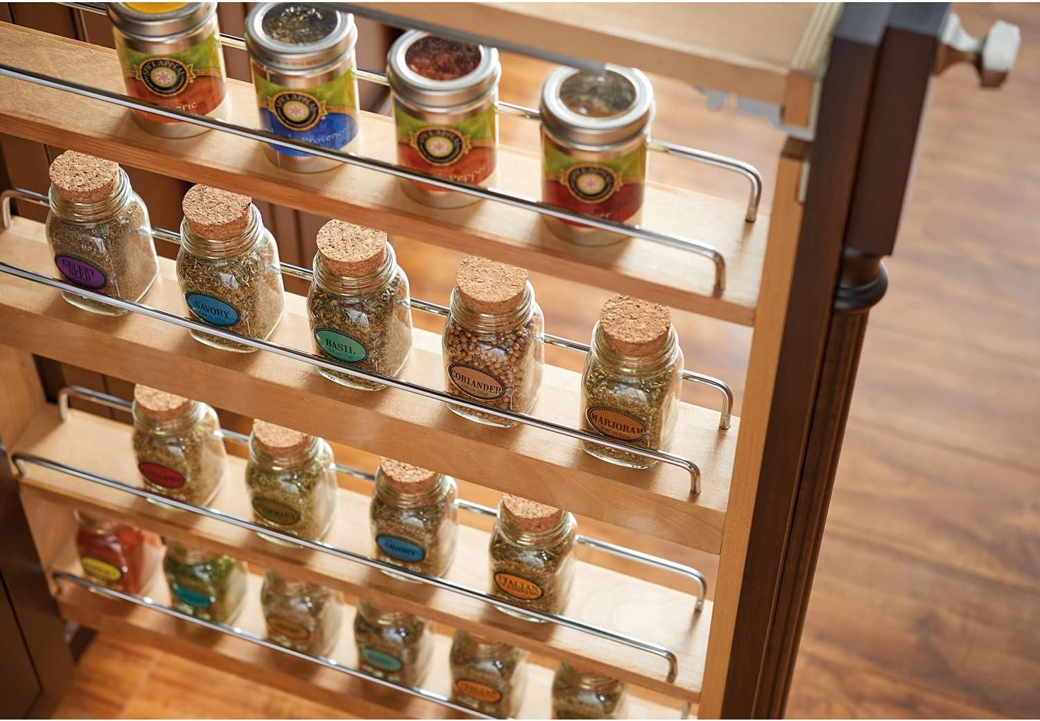 3 Wood Base Cabinet Pullout Filler Organizer with Adjustable Shelves B120683