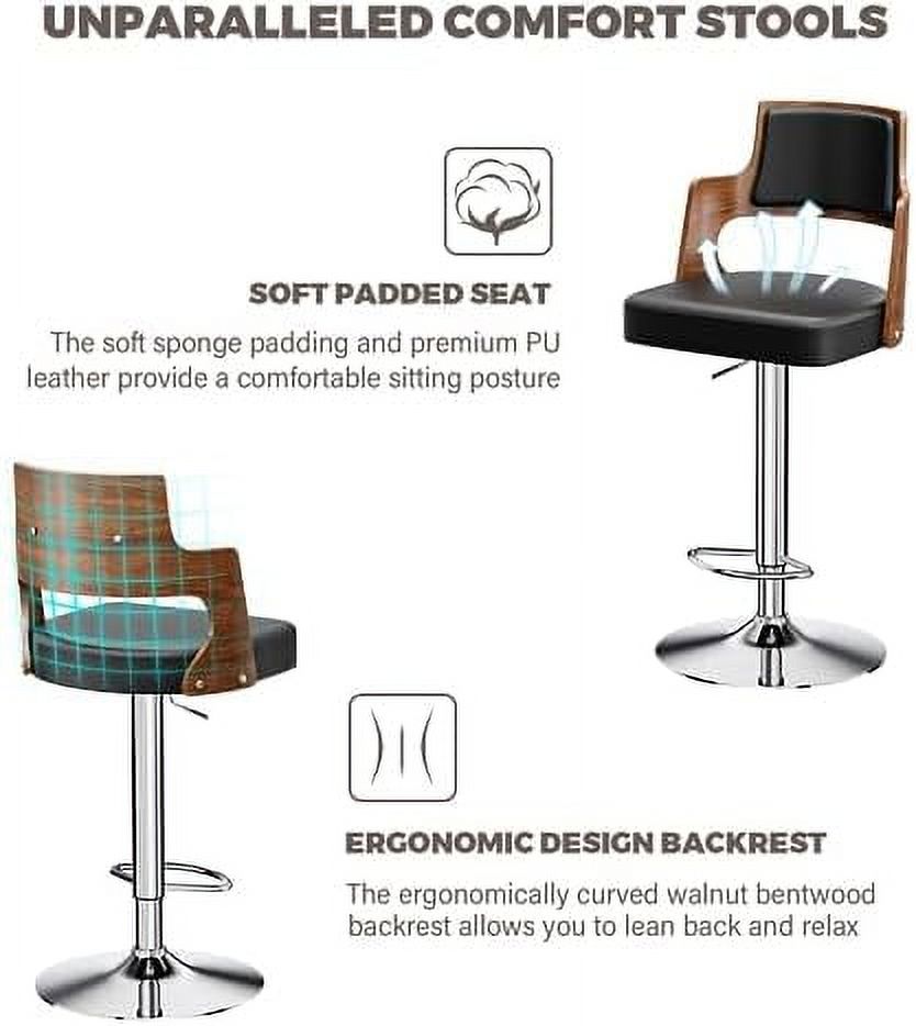 Brown PU Leather Adjustable Swivel Counter Height Stool Set of 2 B7778