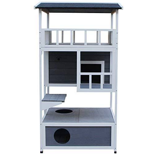 Gray Solid Wood Cat Condo with Litter Box Space J8661