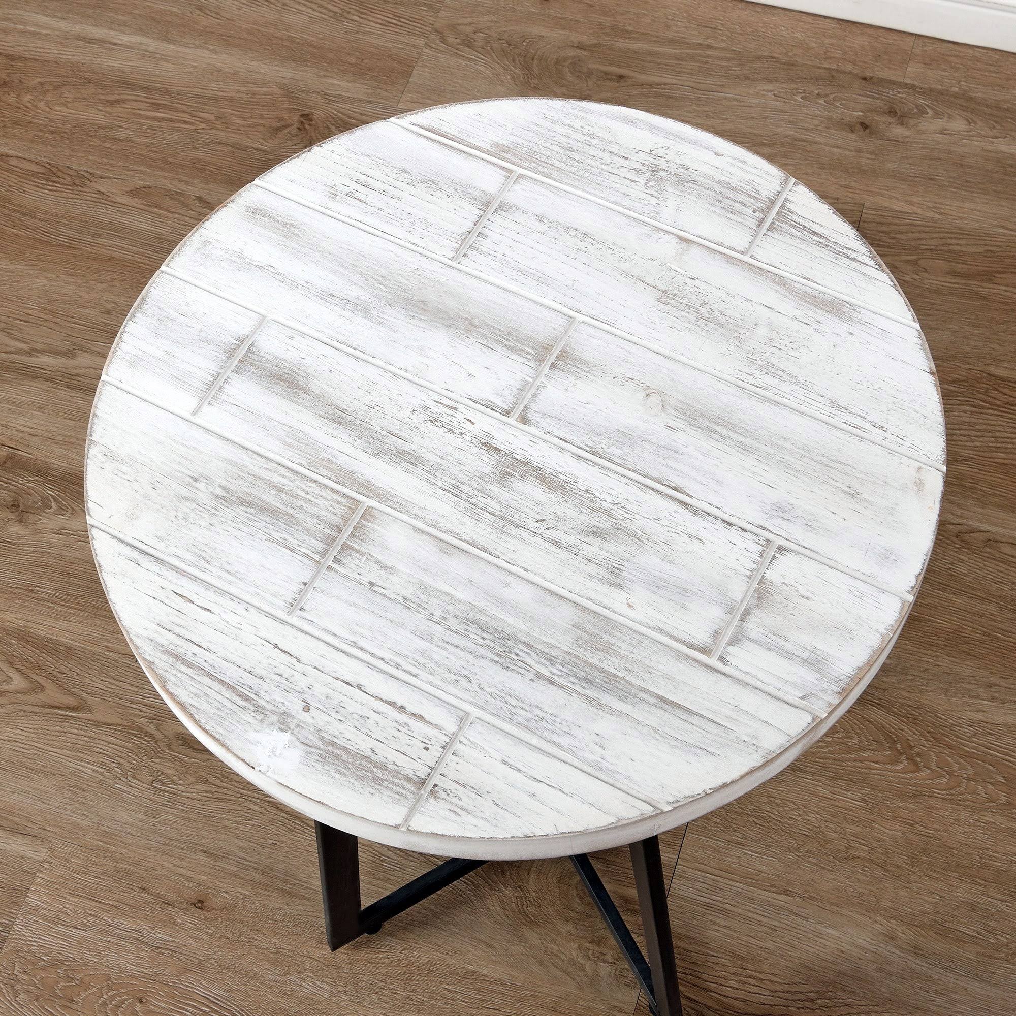 White Farmhouse Shiplap Table, Wood, 16 x 16 x 22 in O642189
