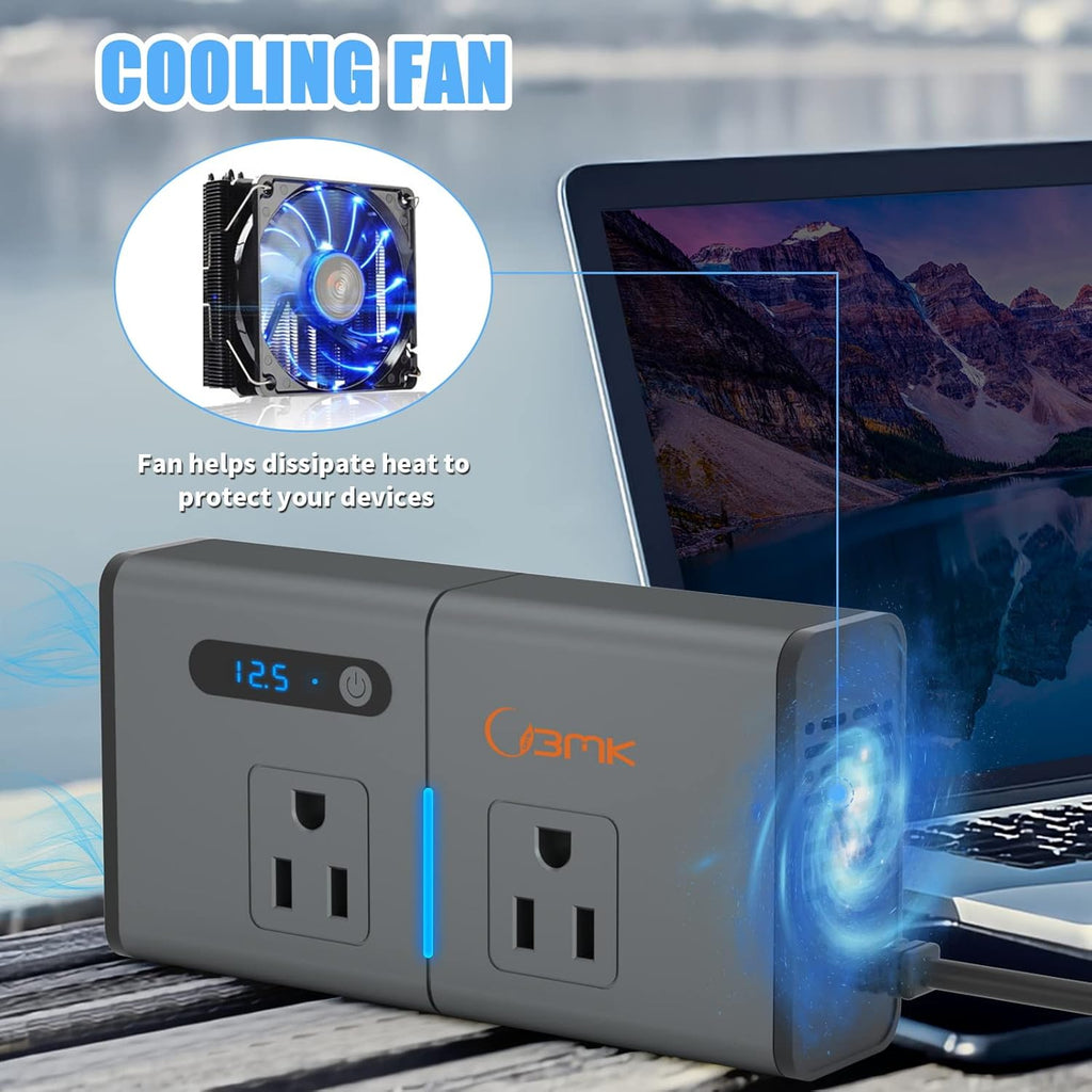 200W Car Power Inverter DC 12V to 110V with USB and Type C Ports Pack of 2 T13342