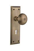 Antique Brass Door Knob with Keyhole Passage G6414