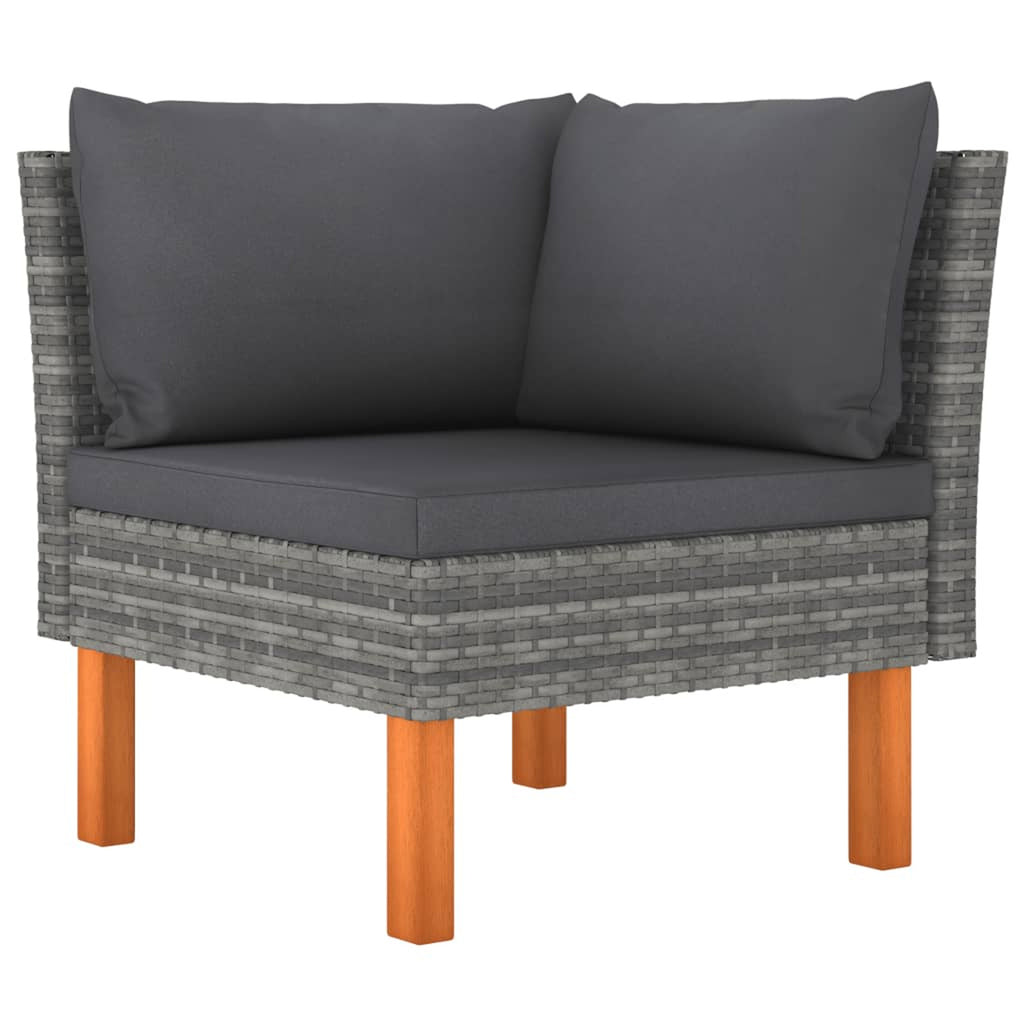 4 Piece Patio Set with Cushions Poly Rattan Gray R95687