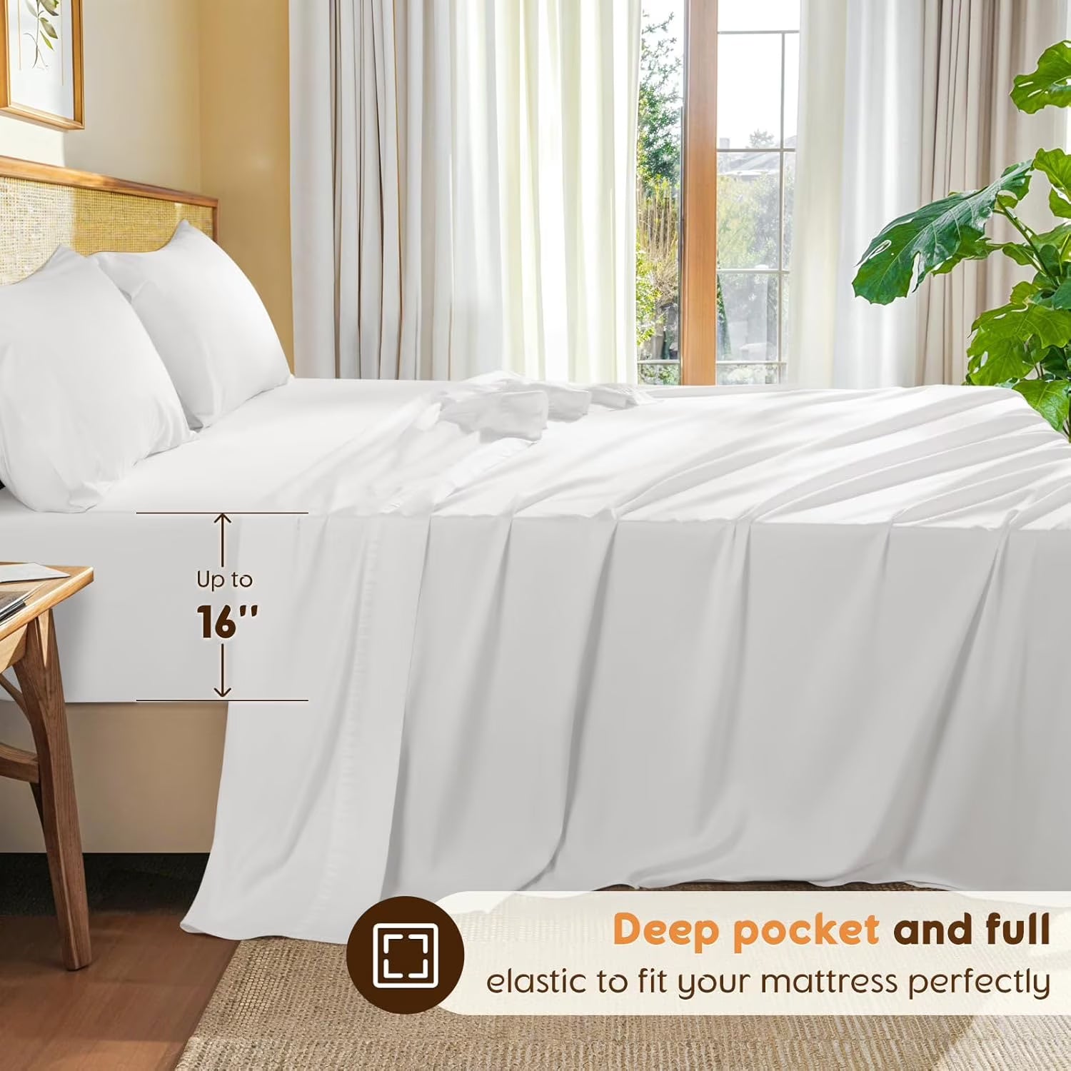 Queen Size 600 Thread Count 4 Piece Cotton Sheets Set X904080