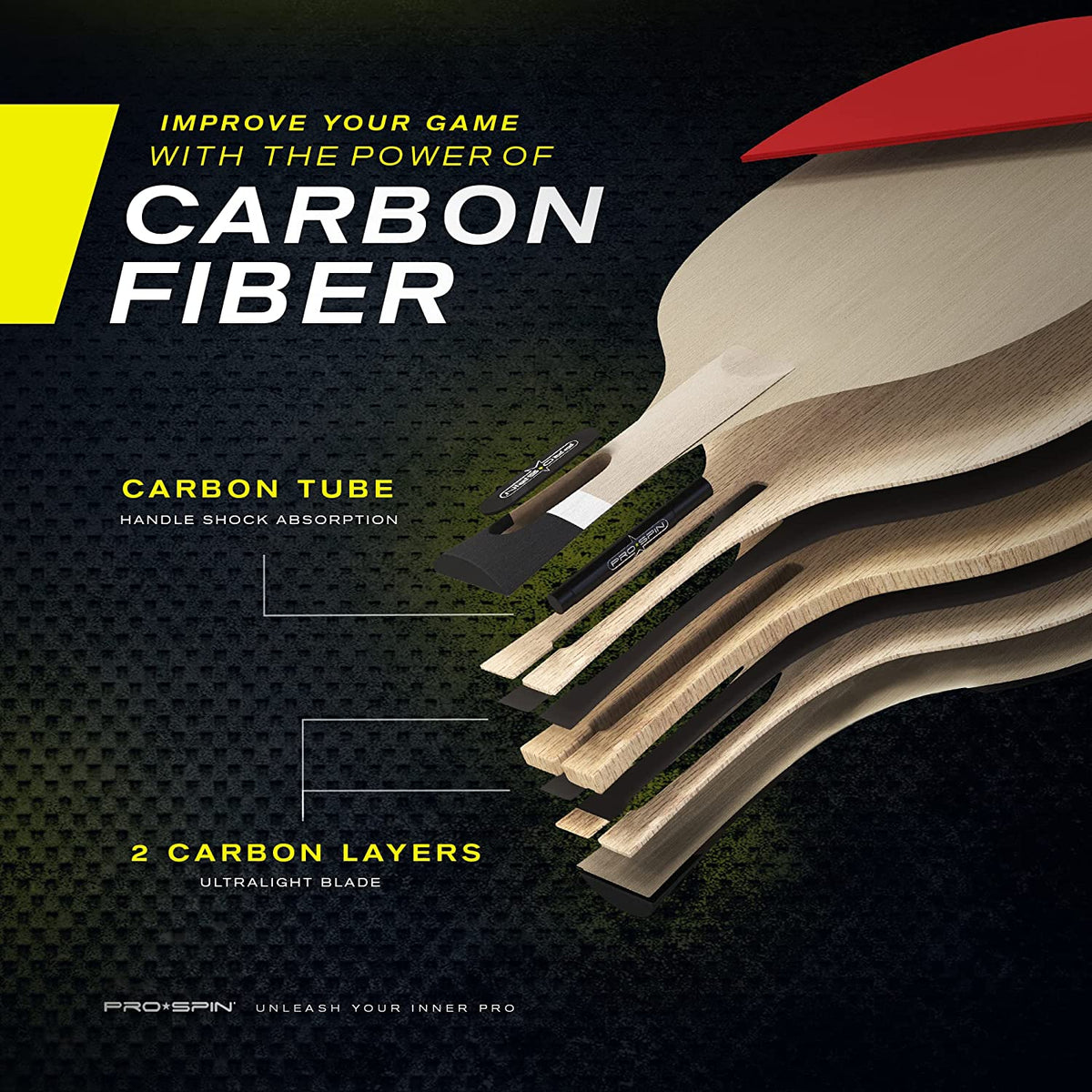 Carbon Fiber Ping Pong Paddle Table Tennis Racket O44363
