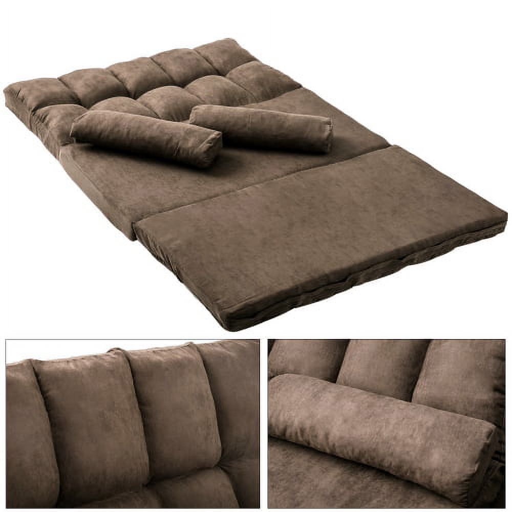 Brown Adjustable Backrest Double Chaise Lounge Sofa V176