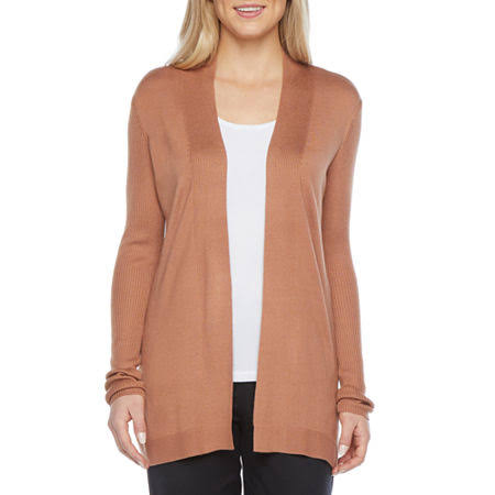 Beige Long Sleeve Open Front Cardigan Y4029
