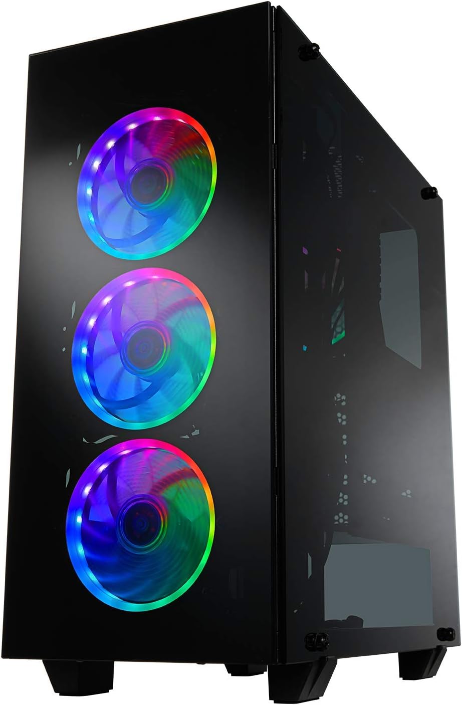 ATX Mid Tower PC Gaming Case with 3 Tempered Glass Panels and 4 ARGB Fans N5681