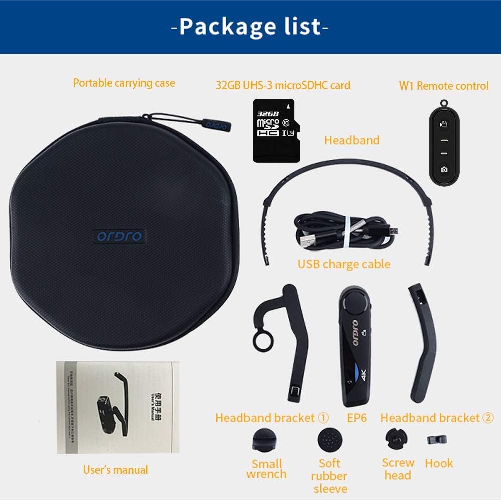 4K Wearable Video Camera with 32GB MicroSDHC Card X1062