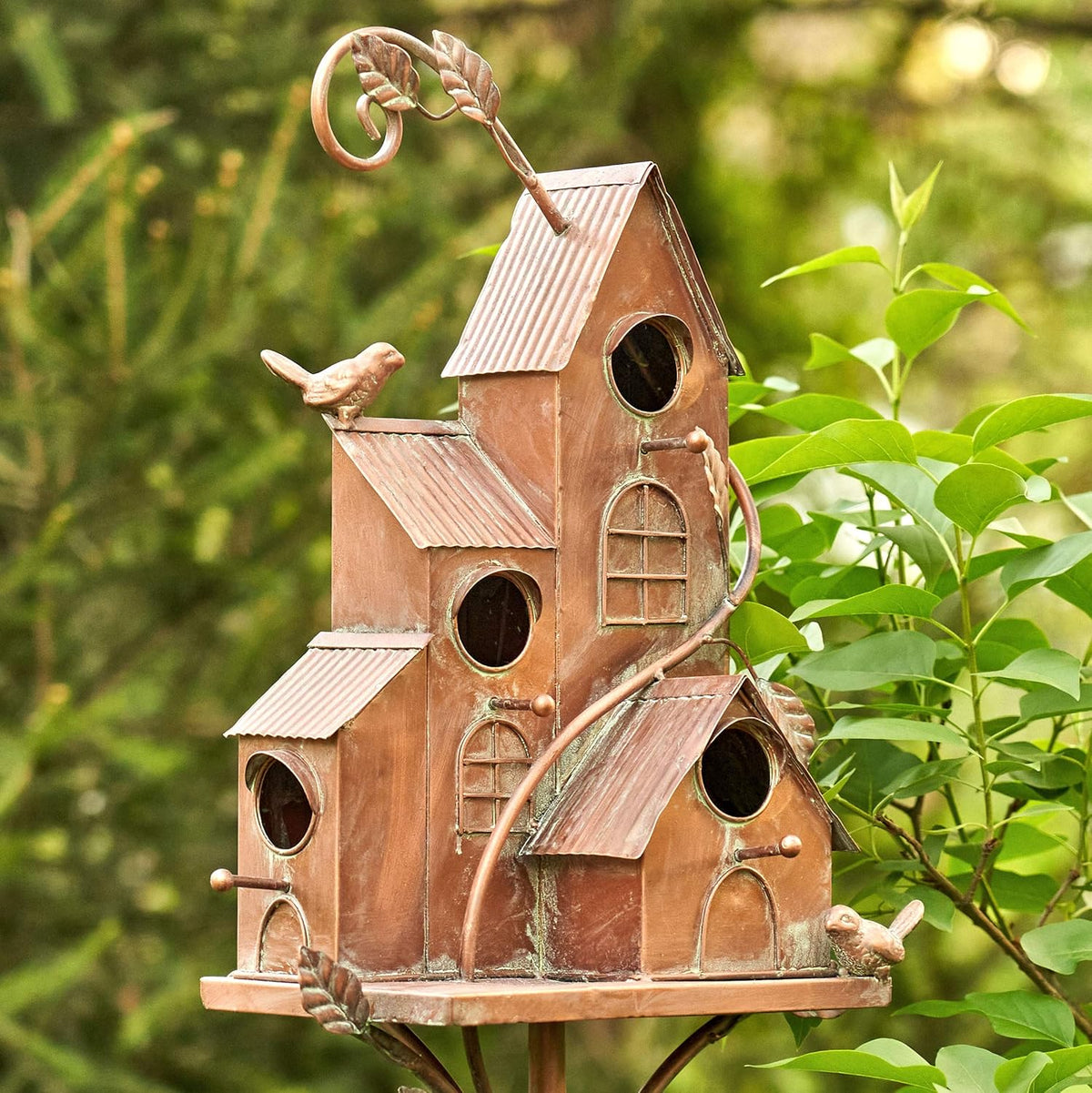 Large Copper Colored Multi-Birdhouse Stakes C806