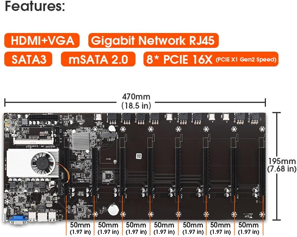 8 PCIE 16X DDR3 Mining Motherboard U51077