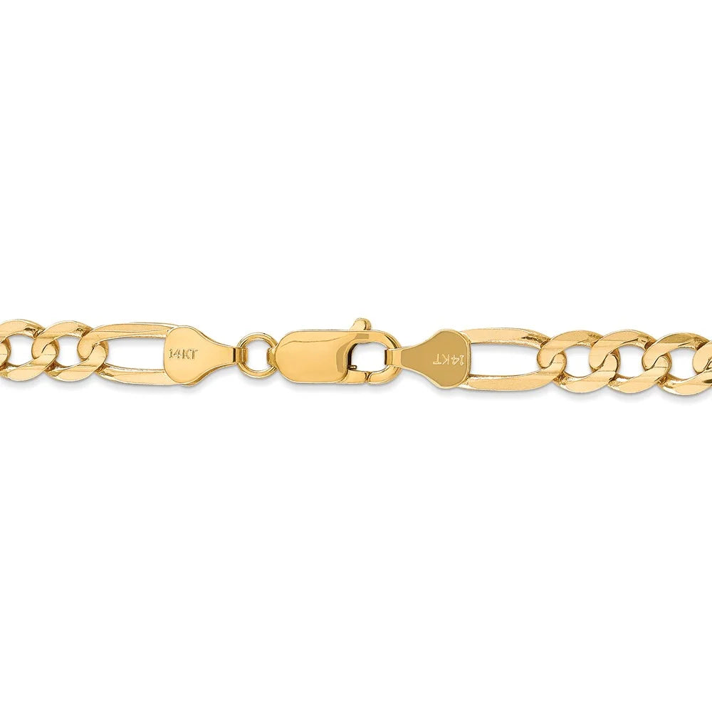 14kt Yellow Gold 6mm Open Figaro Chain 18 inch Lobster Clasp G90974