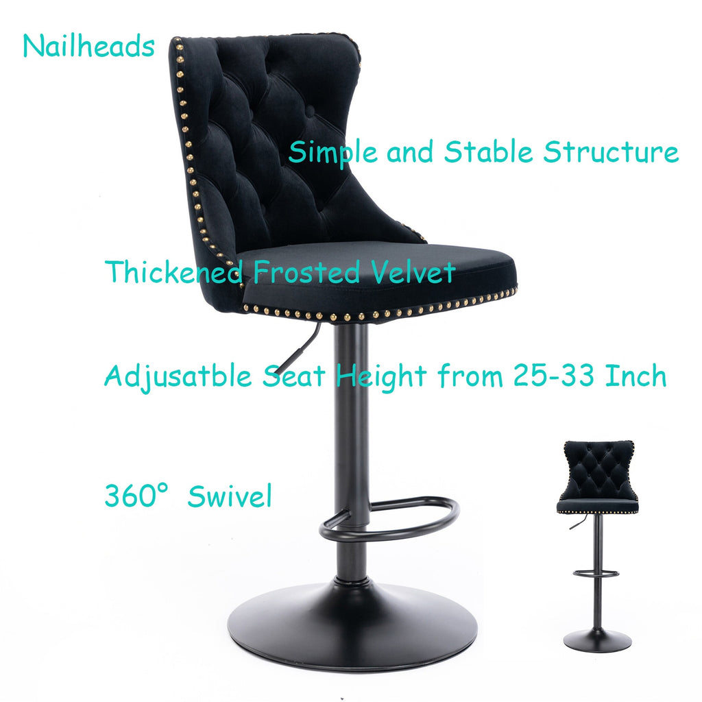 2PC Swivel Velvet Upholstered Bar Stools M931