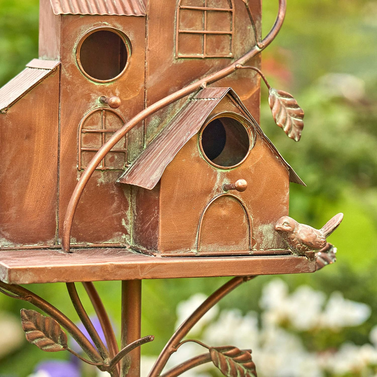 Large Copper Colored Multi-Birdhouse Stakes C806