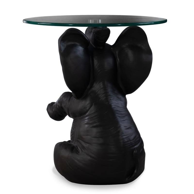 Black Resin and Glass Elephant Accent Table M5581