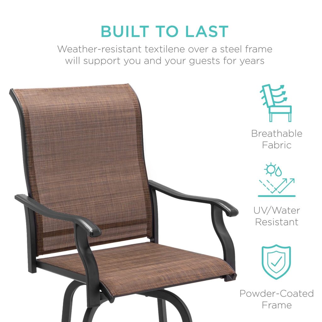 Set of 2 Outdoor Swivel Bar Stools with 360 Rotation Mesh - Brown E184516