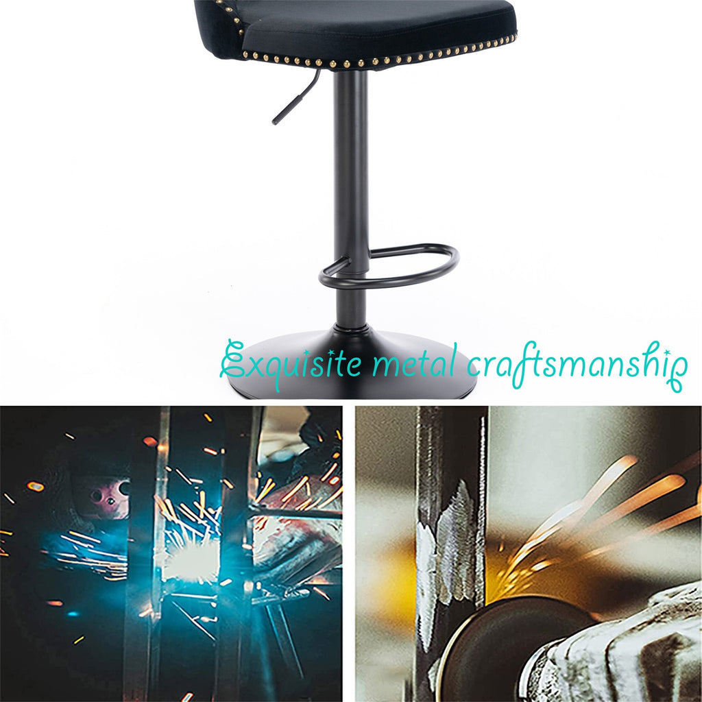 2PC Swivel Velvet Upholstered Bar Stools M931