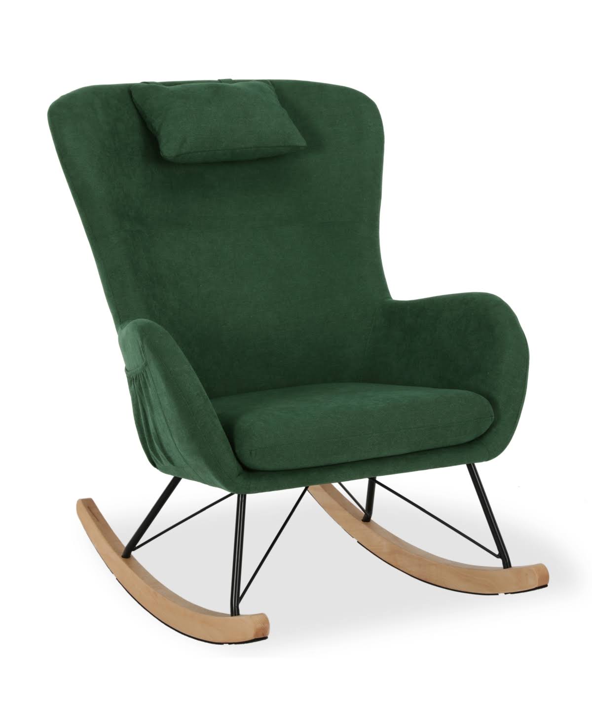 Green Rocker Chair with Storage Pockets Y268961