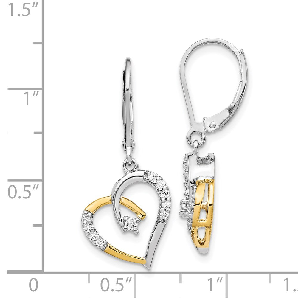 14k Yellow and White Gold Diamond Heart Leverback Earrings R954764