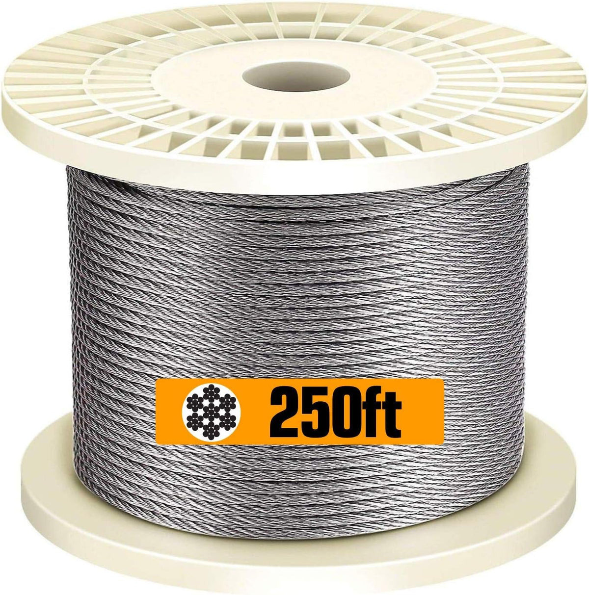 T316 Stainless Steel 1/8'' Aircraft Wire Rope for Cable Deck Railing Kit, Non-Magnetic Marine Grade (650ft) C69783