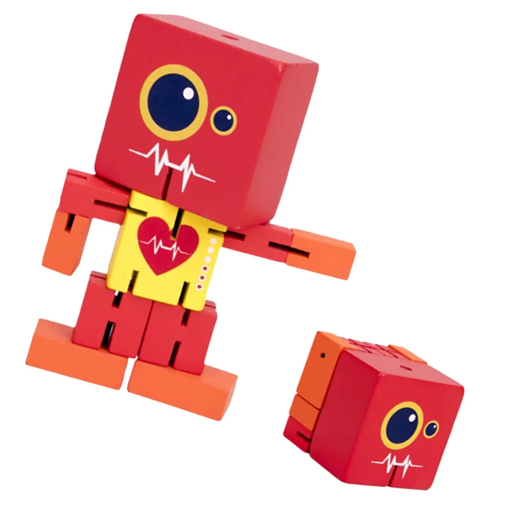 Red Wooden Robot Puzzle Toy C393726