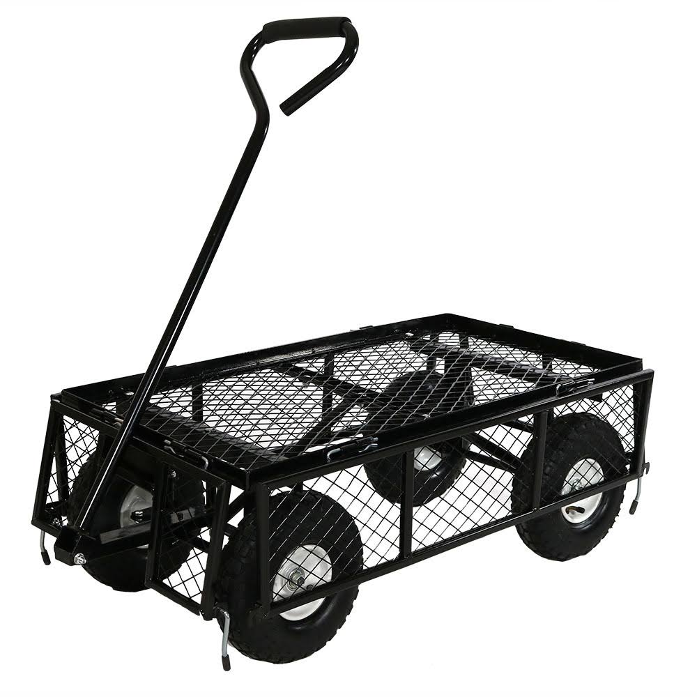 Black Utility Cart with Folding Sides and Liner K3847