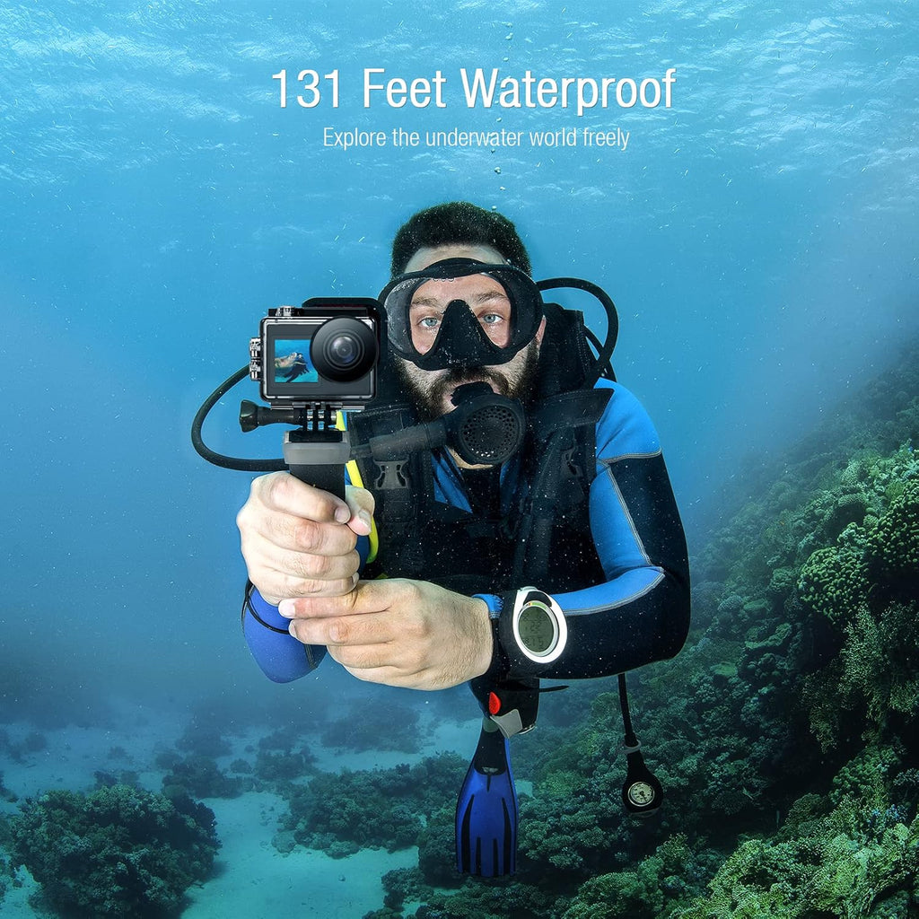 4K 30FPS 20MP Underwater Camera with WiFi Touch Screen EIS 2.4G Remote Control 131feet Waterproof Camera with 2x1350mAh Batteries Z27617