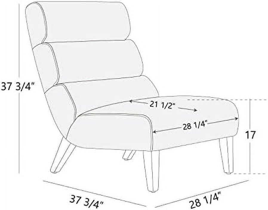 Saddle Brown Faux Leather Armless Accent Chair with Solid Wooden Legs V538