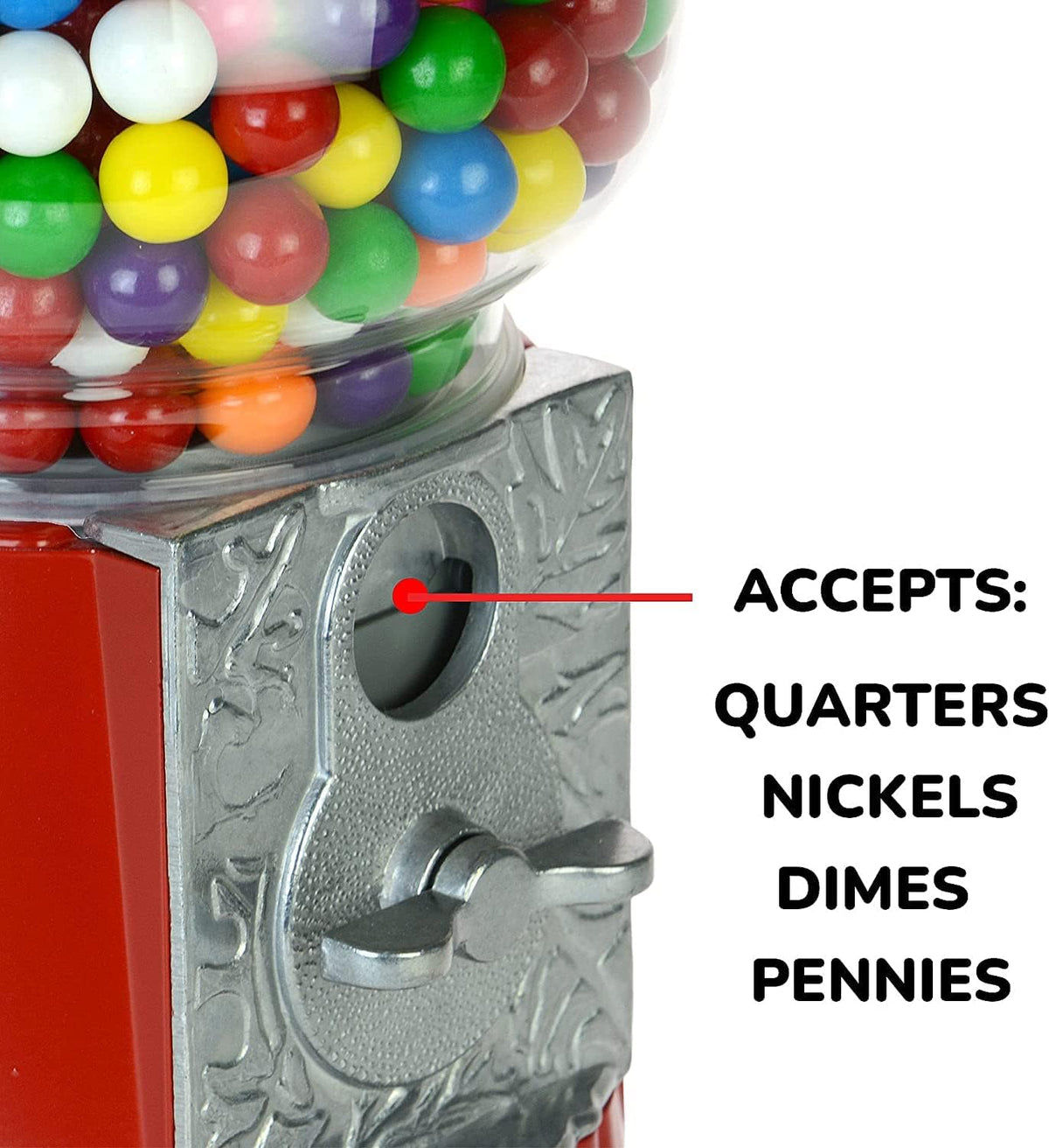 15 Inch Metal Gumball Vending Machine with Stand H3040