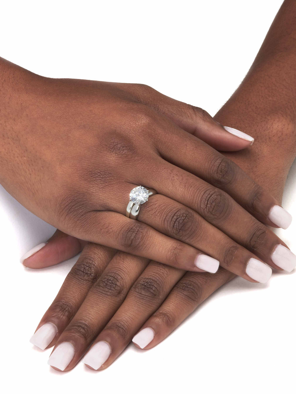 Round Cubic Zirconia 2-Piece Solitaire Wedding Ring Set in Sterling Silver Y8162