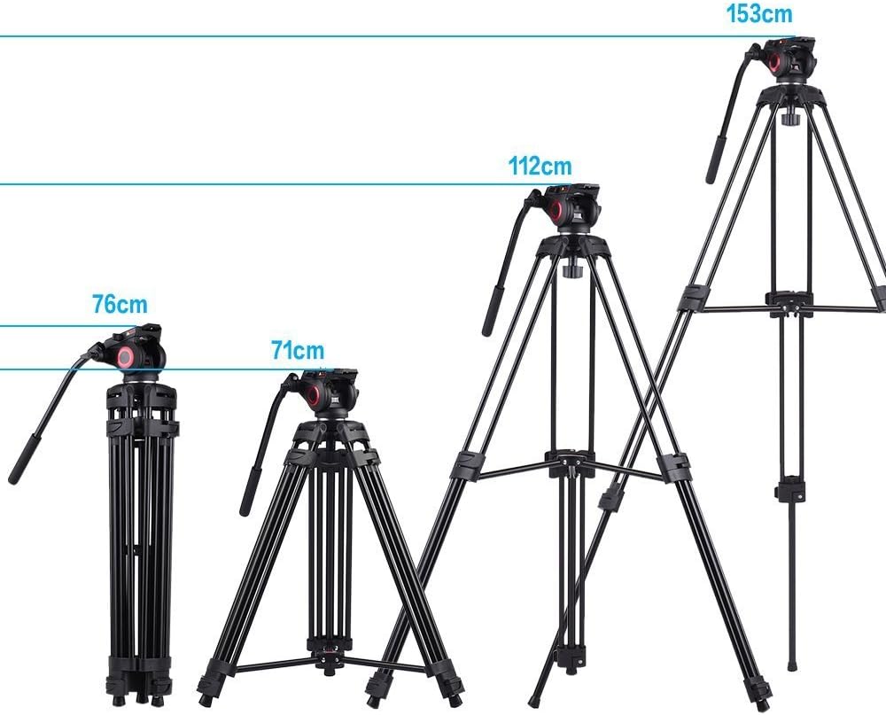 Heavy Duty Aluminum Fluid Head Video Tripod with Ground Spreader Q9196