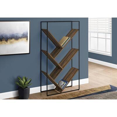 Brown Geometric Bookcase J737