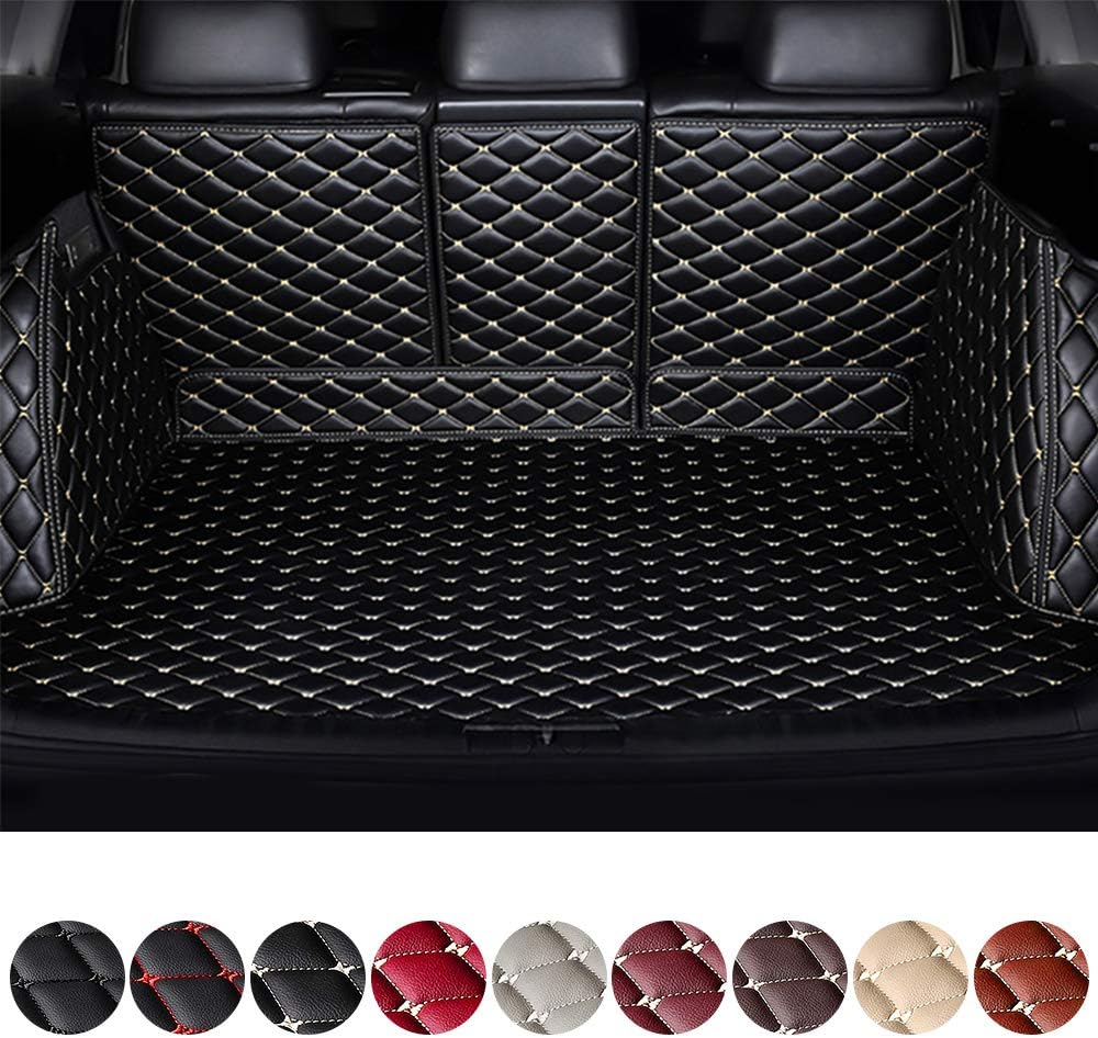 Black & Beige Waterproof Non-Slip Leather Trunk Mat Pack of 2 E841179