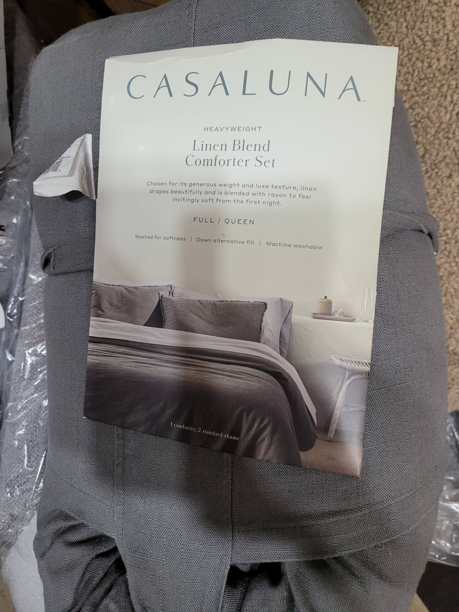 Full/Queen Linen Blend Comforter and Sham Set X2711