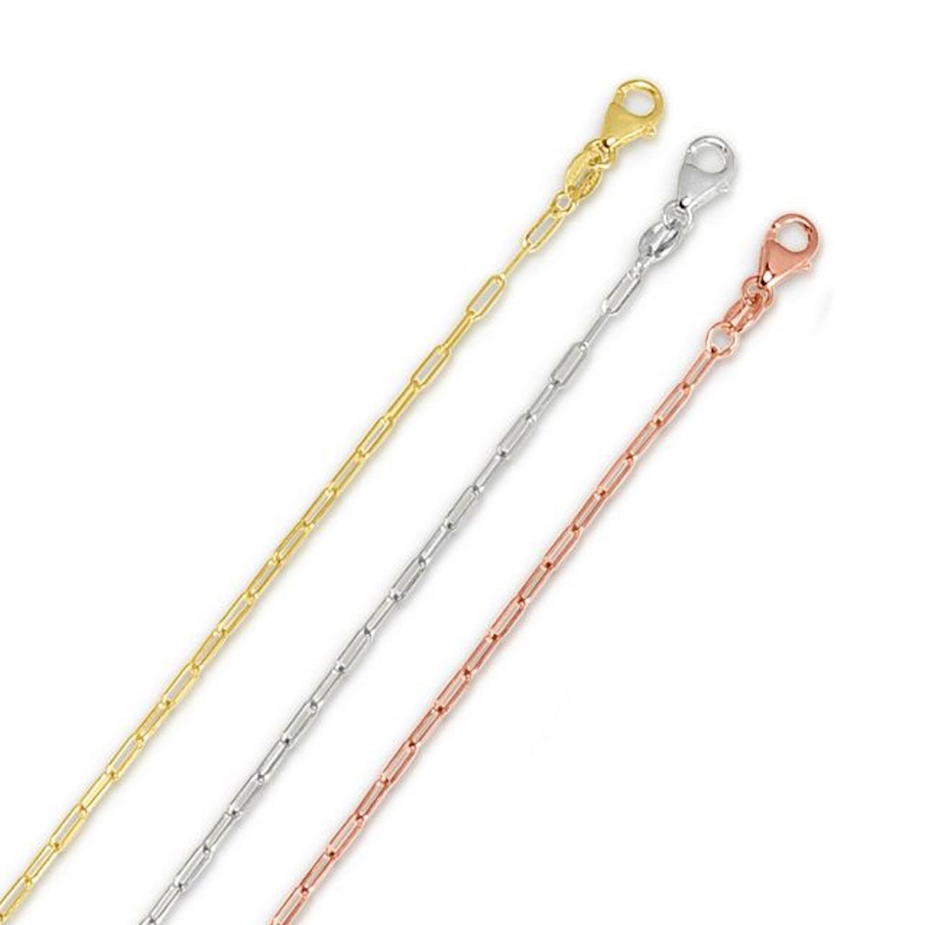 14K Rose Gold 1.5mm Hollow Paperclip Chain Necklace 16"-24" O8749